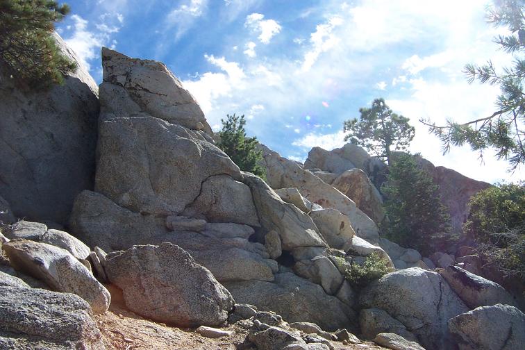Rocks on side of trail