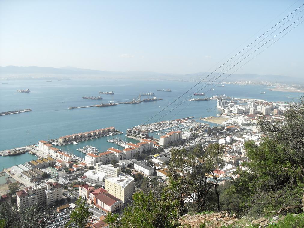 View of Gibraltar town from cable car