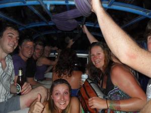 Back of Songthaew, heading to Full Moon Party