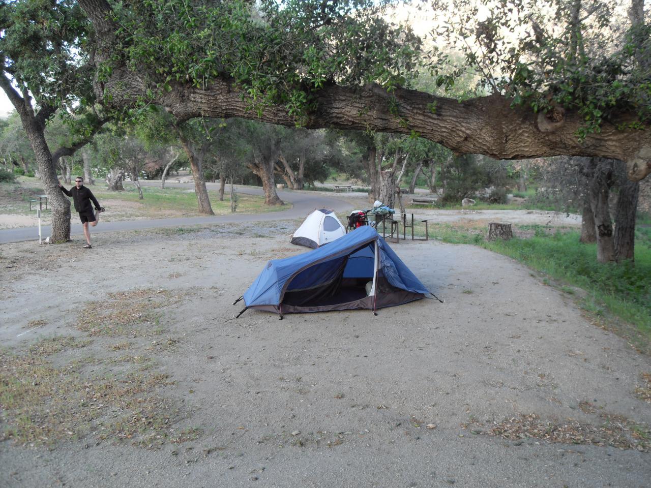 Camping the first night at Ma Tar Awa campground near Viejas after riding 65 miles uphill