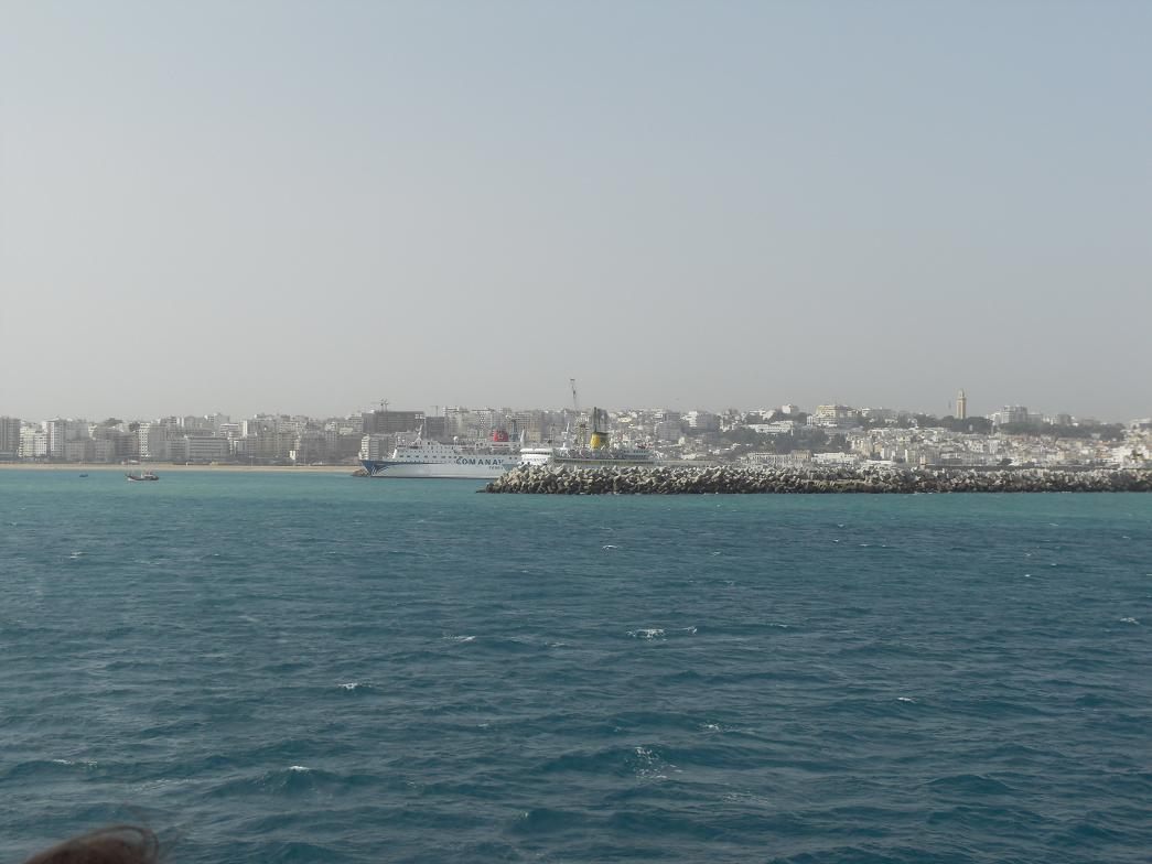 Approaching Tangier Morocco on ferry from Tarifa Spain