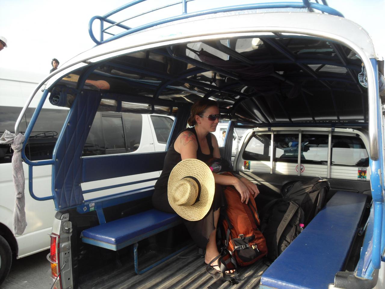 Waiting in the songthaew at the port