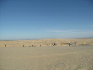 Our bicycles with the dunes in the background